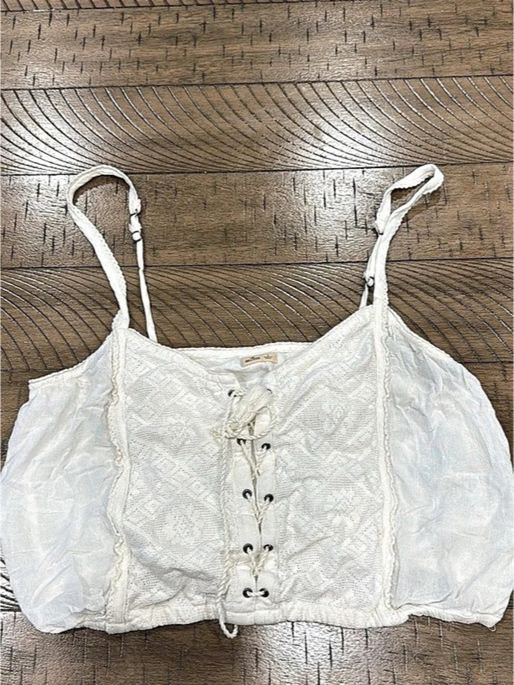 Hollister White Lace-Up Crop Top Size Medium